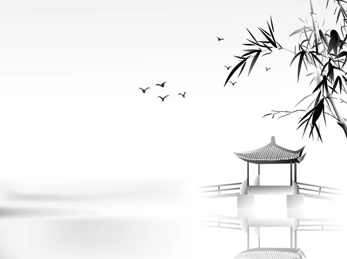 Bamboo pavilion lake