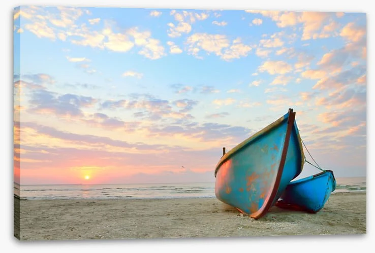 Blue boats at sunrise - Image 2
