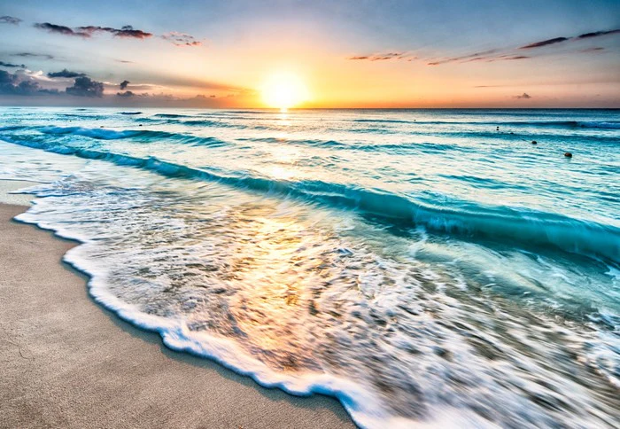 Sunrise over Cancun beach