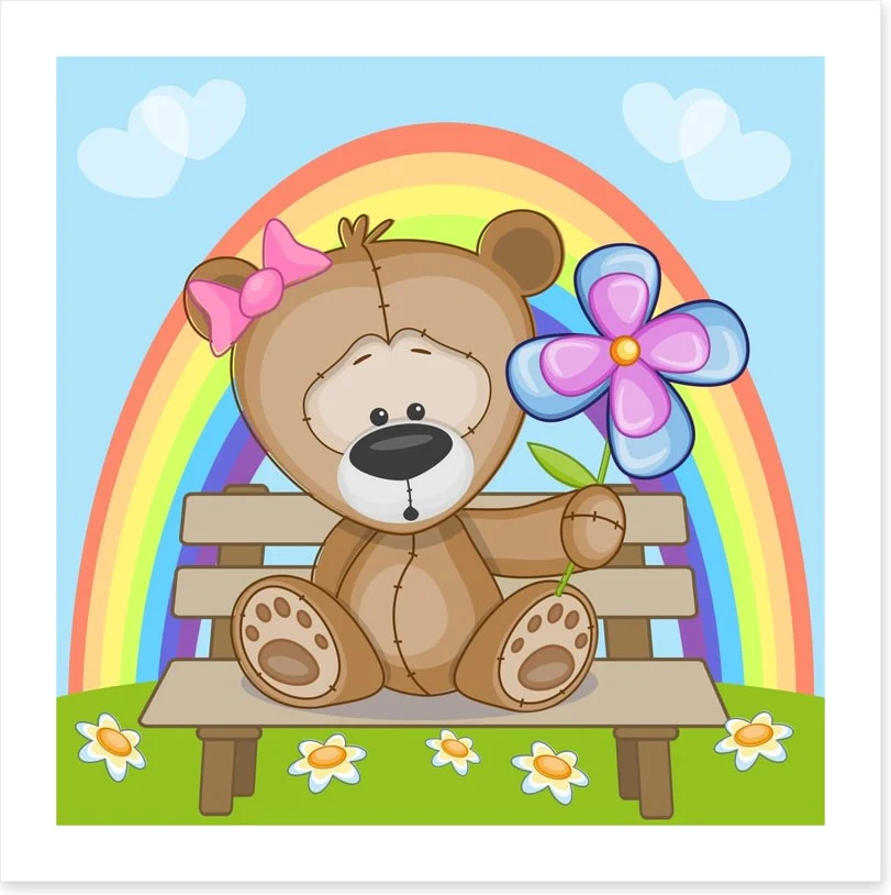 Bear with flowers and rainbow - Image 2