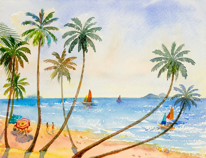 Between the palms