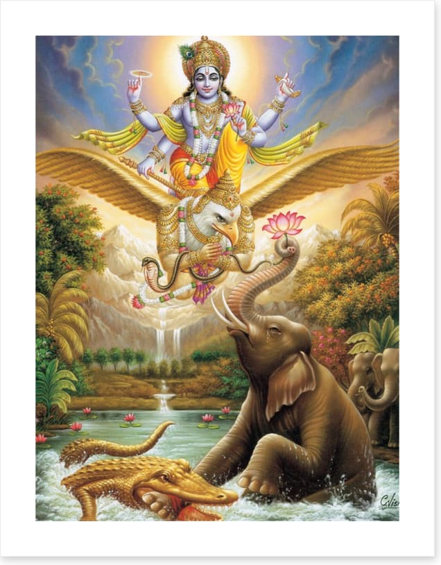 Bhagwan Vishnu saving elephant - Image 2