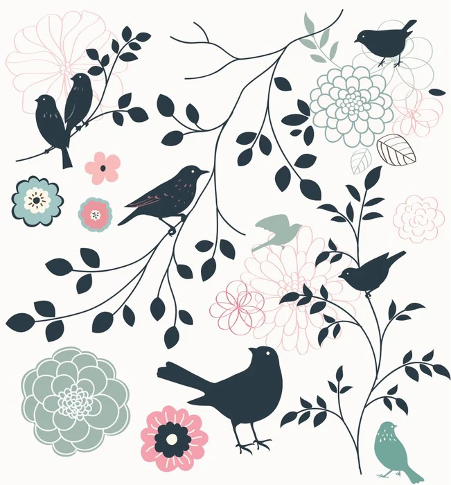 Birds and flowers