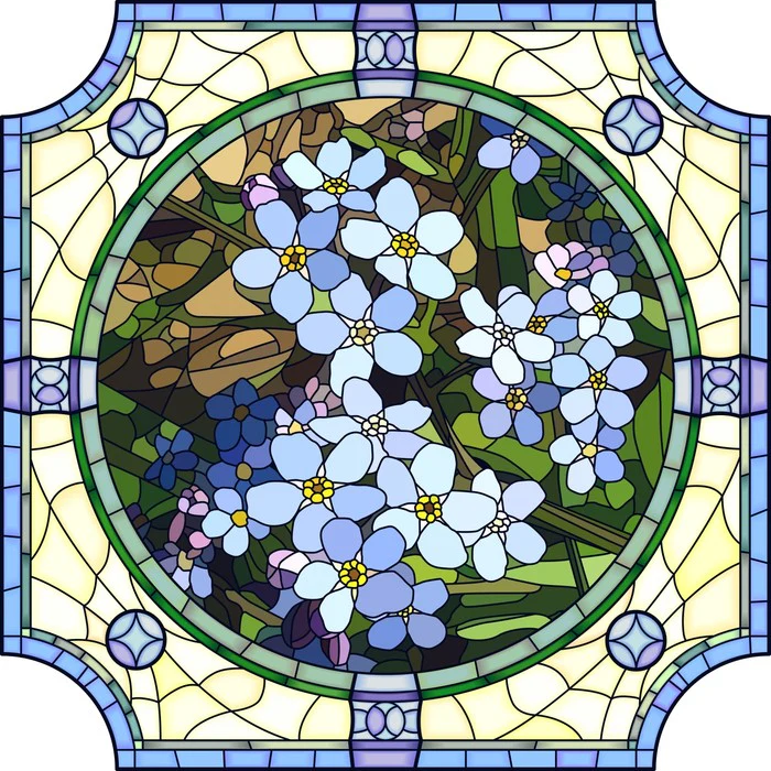 Blue forget-me-not art nouveau