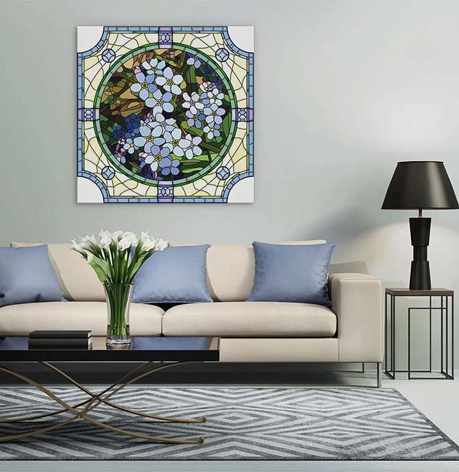 Blue forget-me-not art nouveau - Image 3