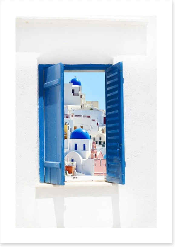 Blue window in Santorini, Greece - Image 2
