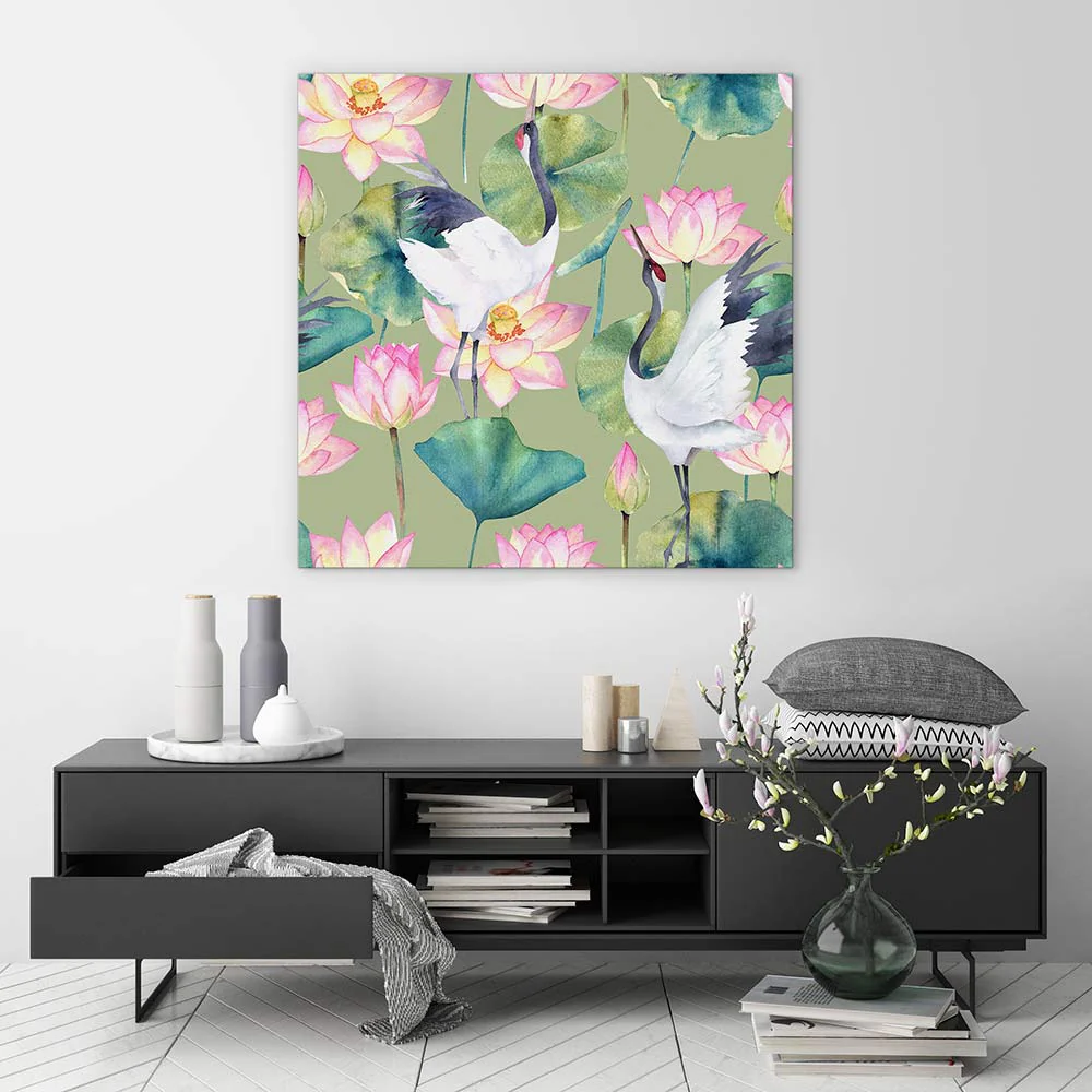 Cranes and lotus - Image 3