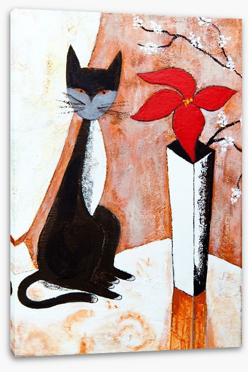 Chat noire avec un fleur - Image 2