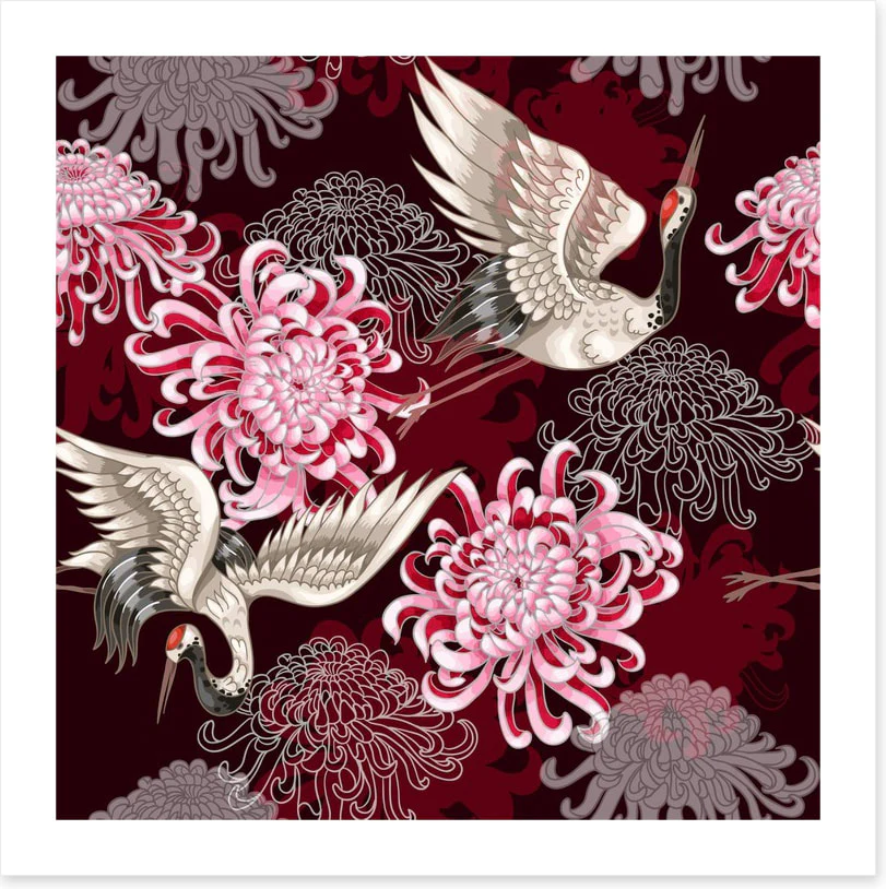 Cranes and chrysanthemums - Image 2