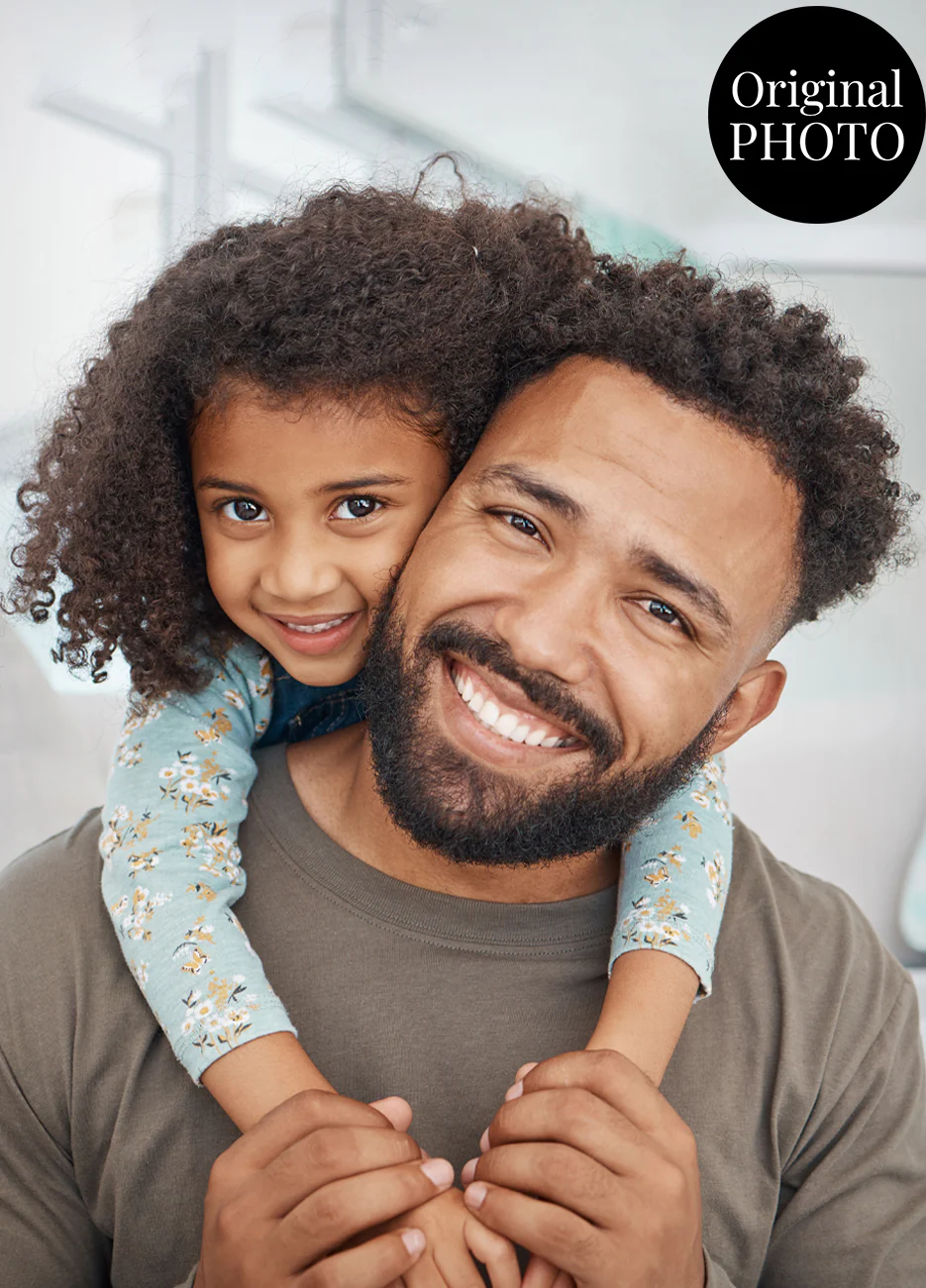 Daddy & Me Modern Art Artistic Design Custom Portrait | Stretched Canvas - Image 3