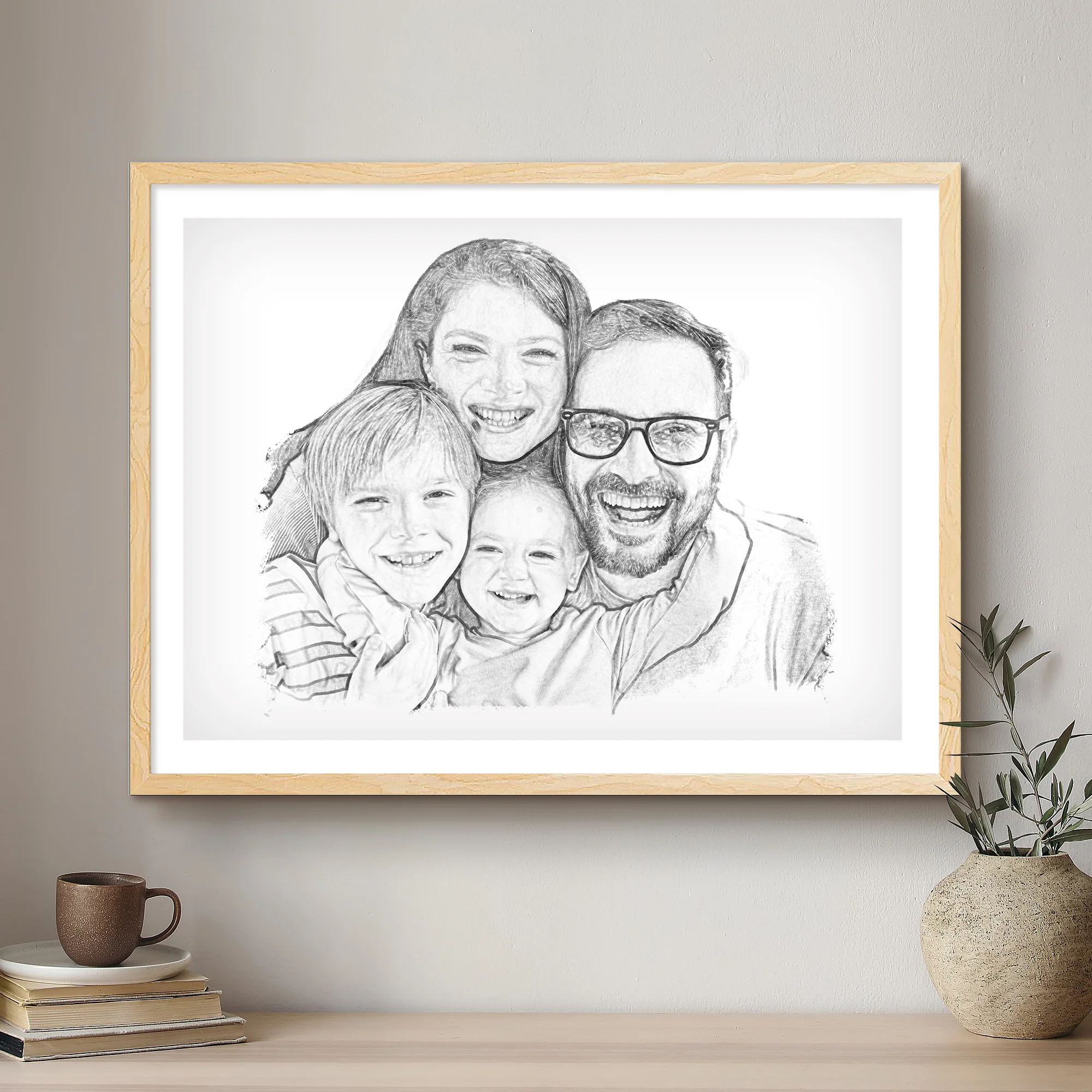 Family Black & White Artistic Design Custom Portrait | Framed Art Print - Image 2