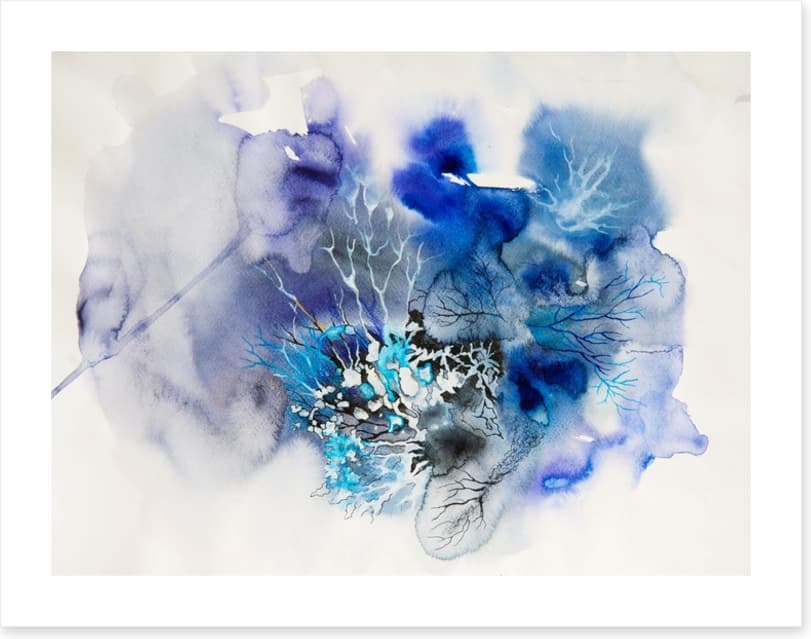 Ink blot abstract in blue - Image 2