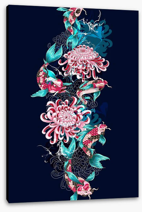Koi fish and flowers - Image 2