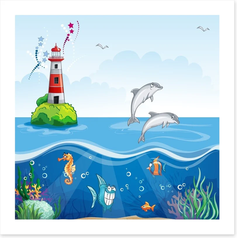 Lighthouse and dolphins - Image 2