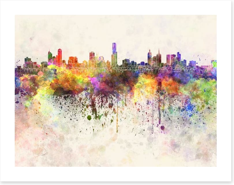 Melbourne skyline watercolour - Image 2