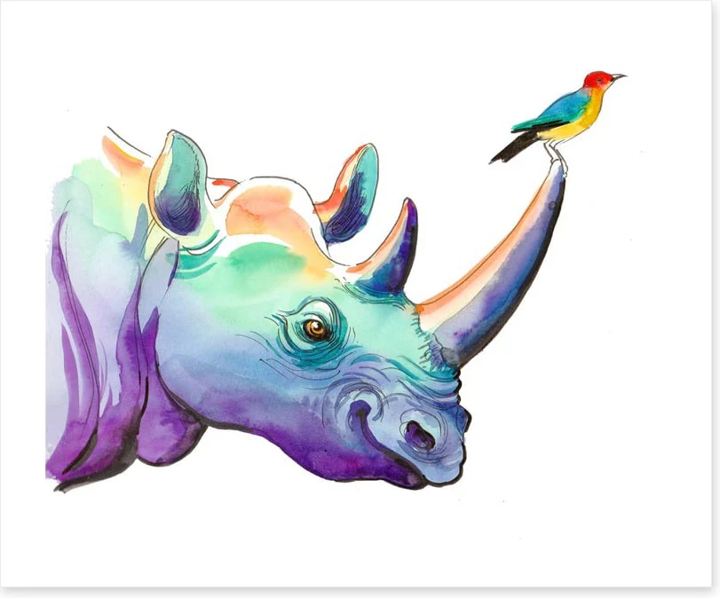Rhino and bird - Image 2