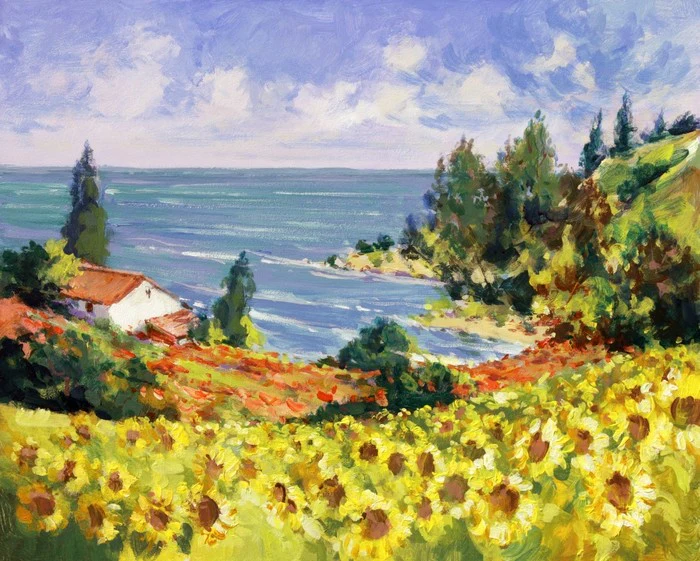Sunflowers by the sea