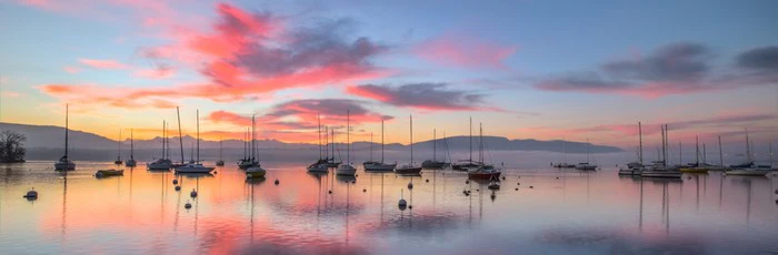 Sunrise and sailboats