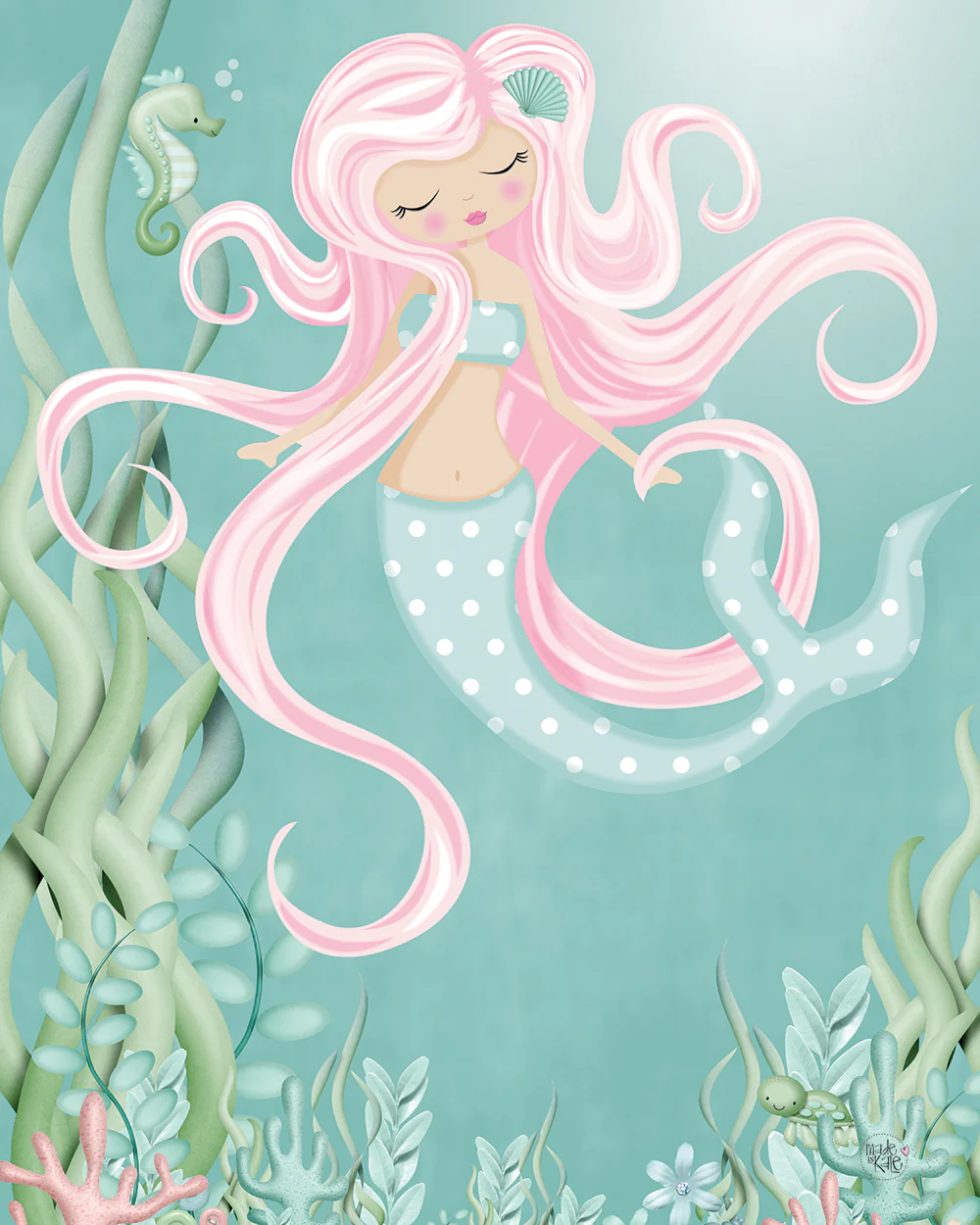 The mermaid with pink hair