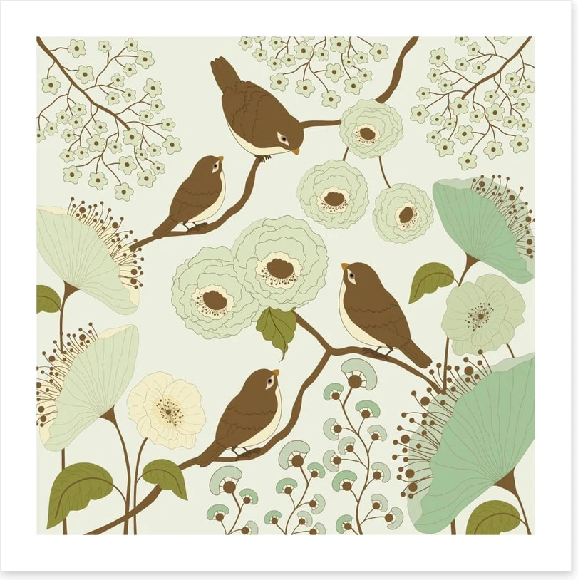 Vintage birds on a branch - Image 2